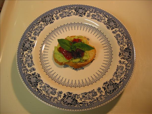 Tomato and Avocado-Goat Cheese Crostini. Photo by Mulligan