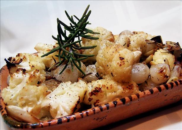 Roasted Cauliflower & Roasted Garlic With Pearl Onions. Photo by PaulaG
