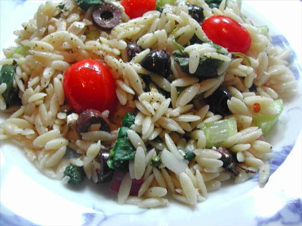 Wild Oats Greek Orzo and Spinach Salad. Photo by Kumquat the Cat's friend