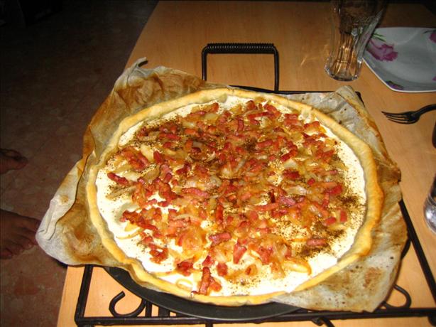 French Flamme. Bacon- Cheese Pizza/Pie. Photo by Elodie
