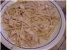 Chicken Fettuccine in Bourbon Sauce. Recipe by Bill Hilbrich