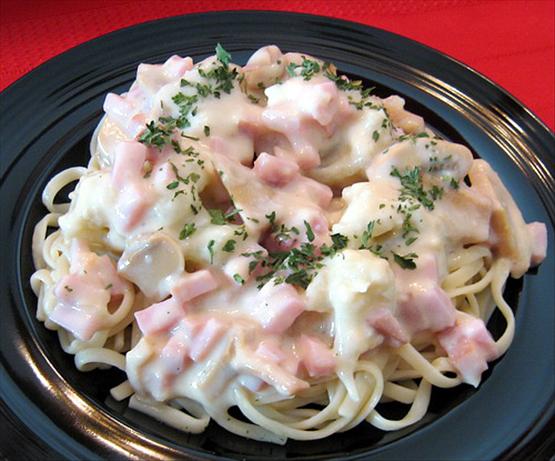 Fettuccine With Creamy Ham Sauce. Photo by Annacia