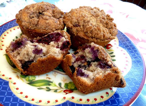 Kittencal's Muffin Shop Jumbo Blueberry or Strawberry Muffins. Photo by momaphet