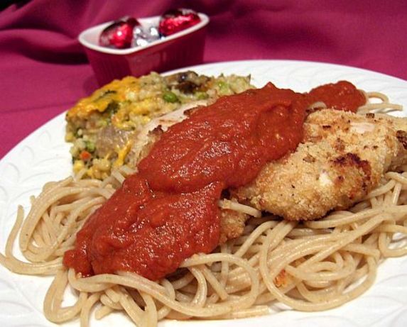 Low Calorie Parmesan Chicken With Tomato Cream Sauce. Photo by Derf