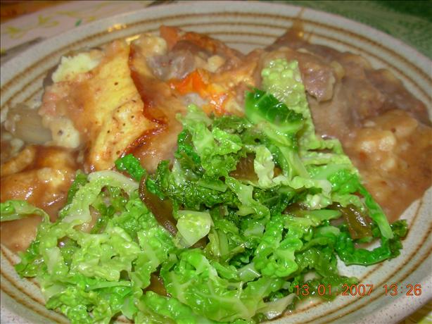 Stir-Fried Savoy Cabbage and Confit D' Oignon-Onion Marmalade. Photo by French Tart
