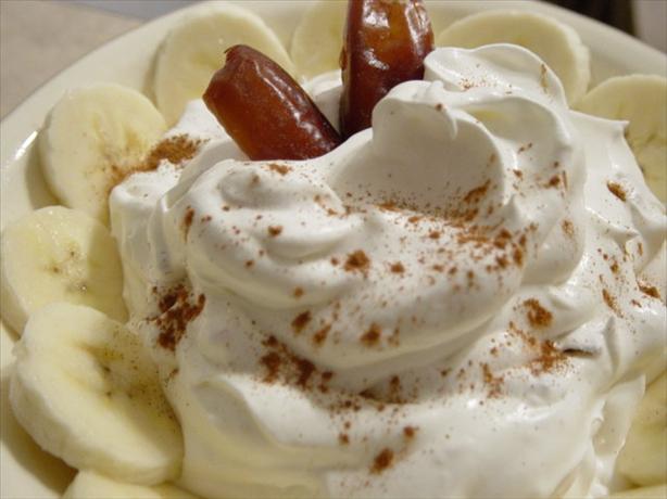 Dates and Bananas in Whipped Cream. Photo by Brenda.