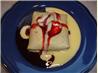 Three Berry Crepes with Creme Anglaise and Strawberry Sauce. Recipe by Karin...