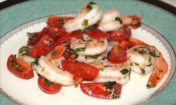 Garlic Shrimp With Basil & Tomatoes. Photo by ~TigerJo~