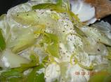 Chardonnay Poached Leeks and Creme Fraiche Dressing