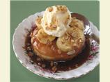 Warm Doughnuts a La Mode With Bananas and Spiced Caramel Sauce