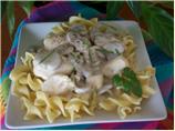 Chicken & Cream of Mushroom over Egg Noodles