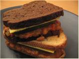 Baked Beans, Cheddar and Pickle Sandwich