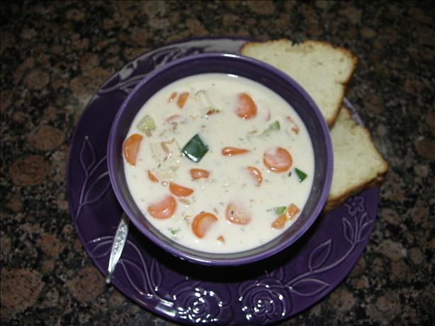 Easy and Creamy Turkey-Vegetable Soup. Photo by Juenessa