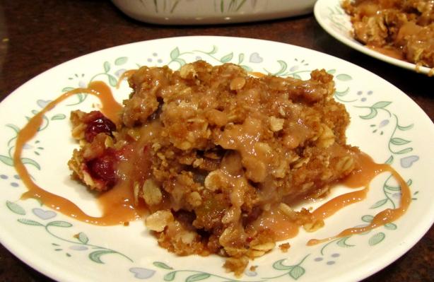 Apple-Cranberry Crisp With Warm Toffee Sauce. Photo by Rita~