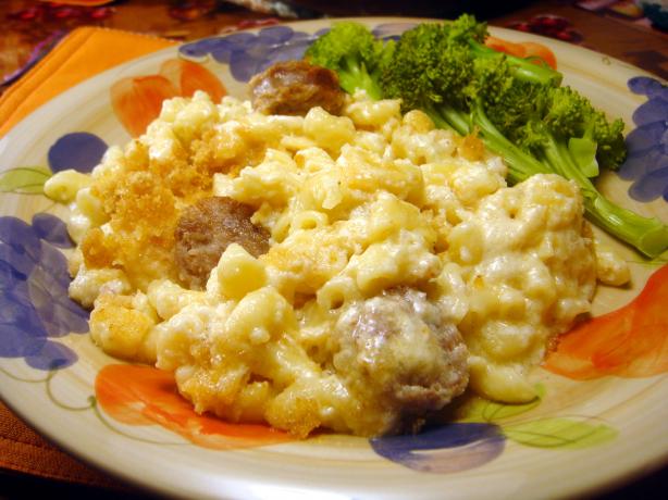 Half-Time Sausage Mac and Cheese. Photo by Lori Mama