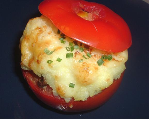 Baked Stuffed Tomatoes Topped With Mashed Potato. Photo by Bergy