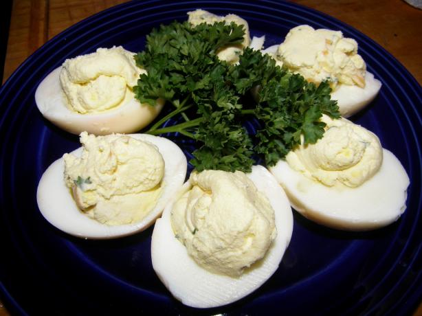 Cheddar Stuffed Eggs. Photo by mydesigirl