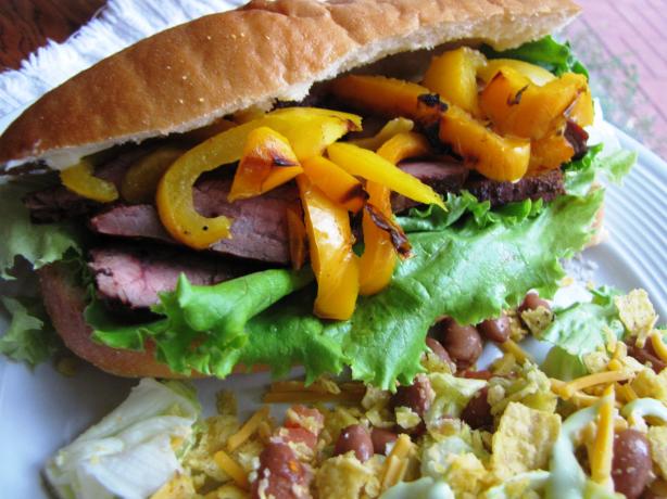 BBQ Steak & Peppers Sandwich. Photo by loof