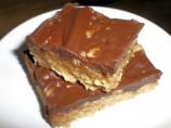 Chocolate Frosted Peanut Butter Crispy Rice Cereal Bars