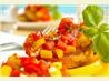 Peach and Roasted Red Pepper Bruschetta