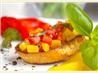 Peach and Roasted Red Pepper Bruschetta