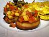 Peach and Roasted Red Pepper Bruschetta. Recipe by ~Leslie~