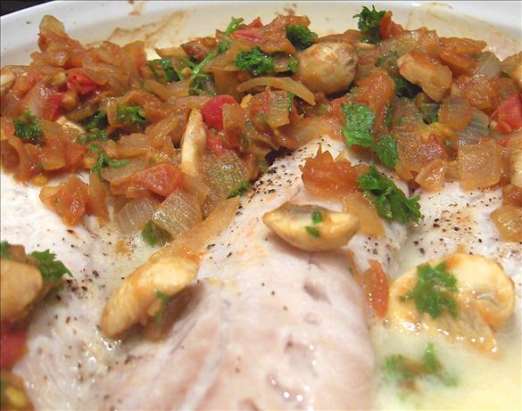 Perch or Snapper Fillet With Tomatoes and Onion. Photo by Derf