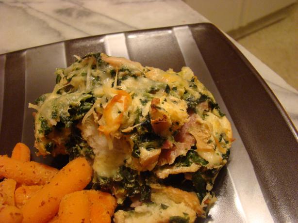 Midwestern Spinach & Cheese Savoury Bread Pudding. Photo by pattikay in L.A.