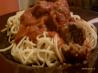 Cheesy Stuffed Meatballs and Spaghetti. Recipe by internetnut
