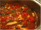 Chicken Soup With Spinach, Eggplant & Tomato