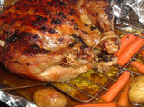 Roast Capon With Chili-Cilantro Rub and Roasted Carrots