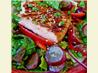 Seared Salmon With Grapes on a Bed of Greens. Recipe by Rita~