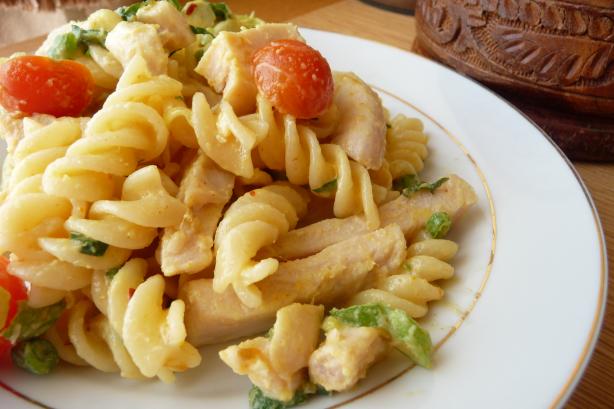 Chicken Pasta Salad in Creamy Curry Dressing. Photo by Tea Jenny