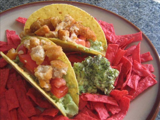 5 Minute Easy Vegan " Chicken" Guacamole Tacos. Photo by Lucki's Cheesecakes