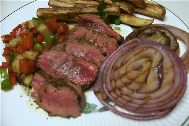 Cowboy Coffee Rubbed Steak W/Fresh Chopped Veggie Salad. Photo by HeatherFeather