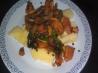 Sauteed Lentils and Spinach over Polenta. Recipe by smellyvegetarian