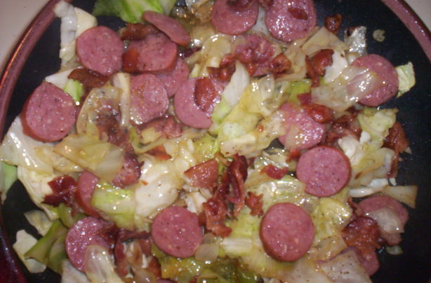 Smoked Sausage & Fried Cabbage. Photo by Chef shapeweaver &copy;