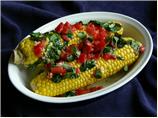Grilled Corn Cobs With Tomato-Herb Spread