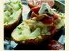 Blue Cheese-Stuffed Potatoes With Buffalo Chicken Tenders. Recipe by Mommy Diva