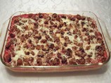 Spaghetti Crust Sausage Pizza Casserole. Photo by ColCadsMom