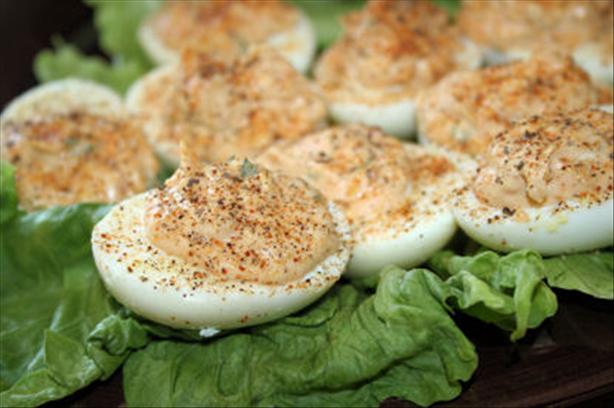 Bacon and Tomato Deviled Eggs. Photo by ~Nimz~