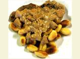 Veal Scaloppine W/Cream, Calvados & Apples (Jacques Pepin). Photo by Mme M