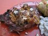 Rib-Eye Steaks W/ Mushrooms, Brandy and Blue Cheese