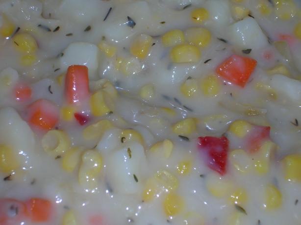 Non-Dairy Vegan Potato Corn Chowder. Photo by PdxBarb