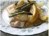 Roast Chicken With Potatoes, Lemon, and Asparagus. Recipe by Mooseybear