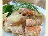 Saucy Salmon, Fennel and Potato Gratin Dauphinoise