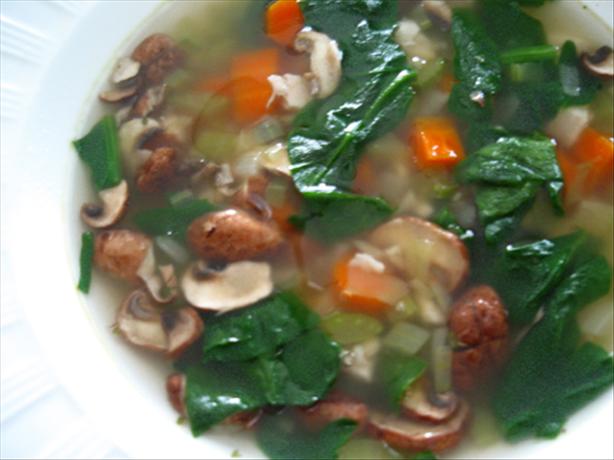 Chicken, Spinach & Shiitake Mushroom Soup. Photo by kelly in TO