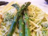 Fettuccine With Asparagus Pesto. Photo by Tee Lee