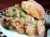 Creamed Chicken With Mushrooms and Peas on Toast. Recipe by Kittencalskitchen