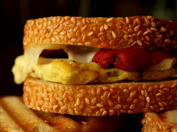 Red Pepper, Egg and Provolone Panini. Photo by GaylaJ